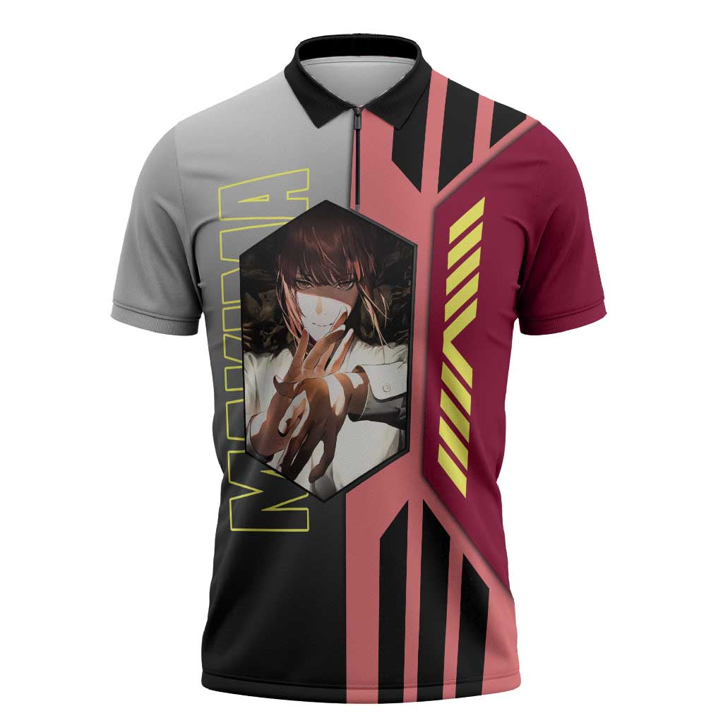 Makima from Chainsaw Man Zipper Polo Shirt with Cool Posing and Character Design - The Mazicc