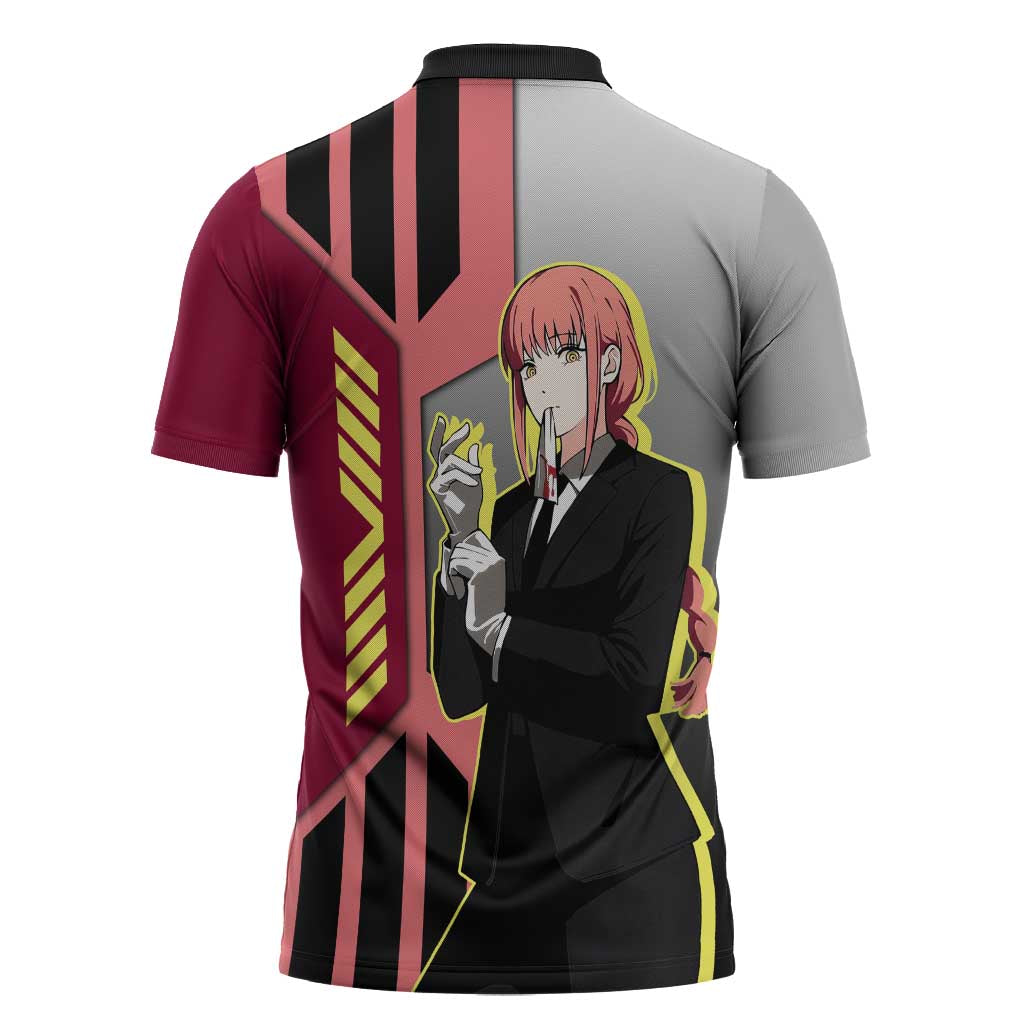 Makima from Chainsaw Man Zipper Polo Shirt with Cool Posing and Character Design - The Mazicc