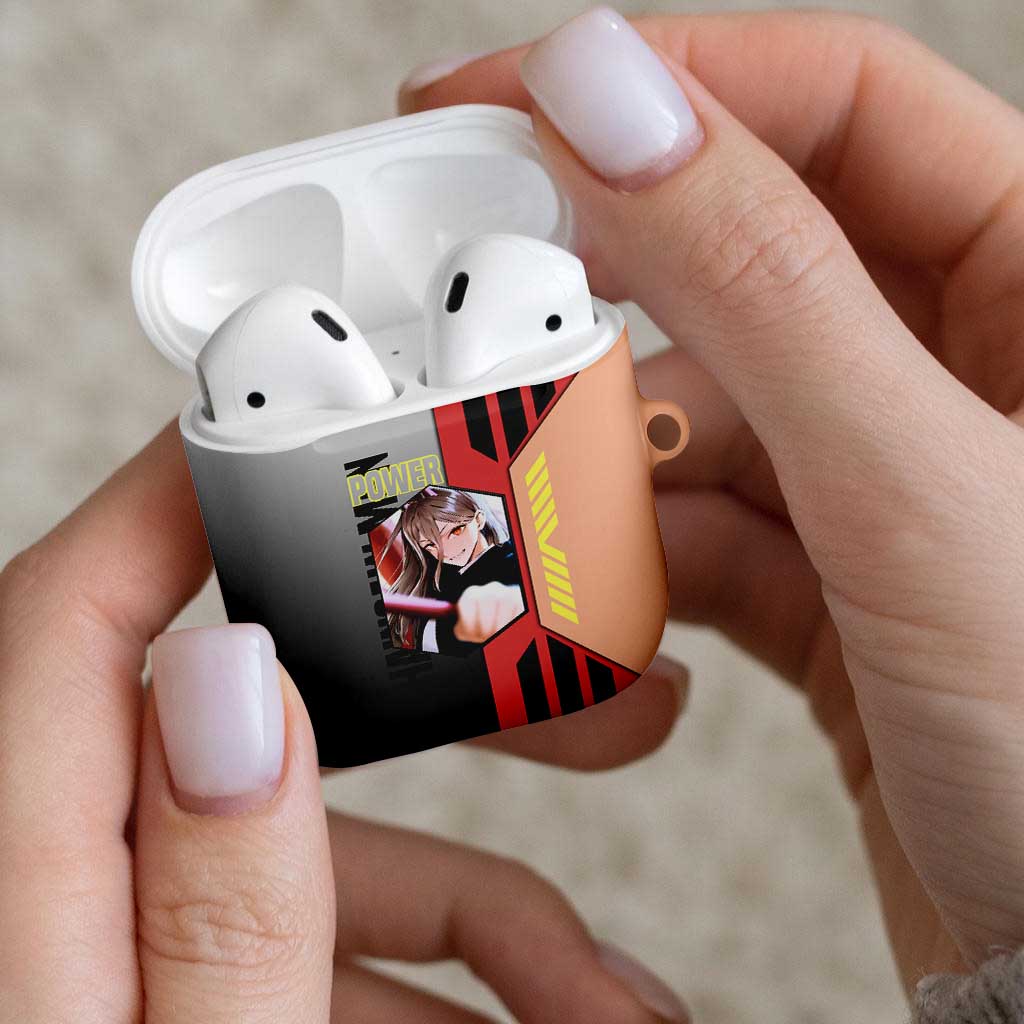 Power from Chainsaw Man AirPods Case with Cat in Hand and Stylish Pose Design - The Mazicc