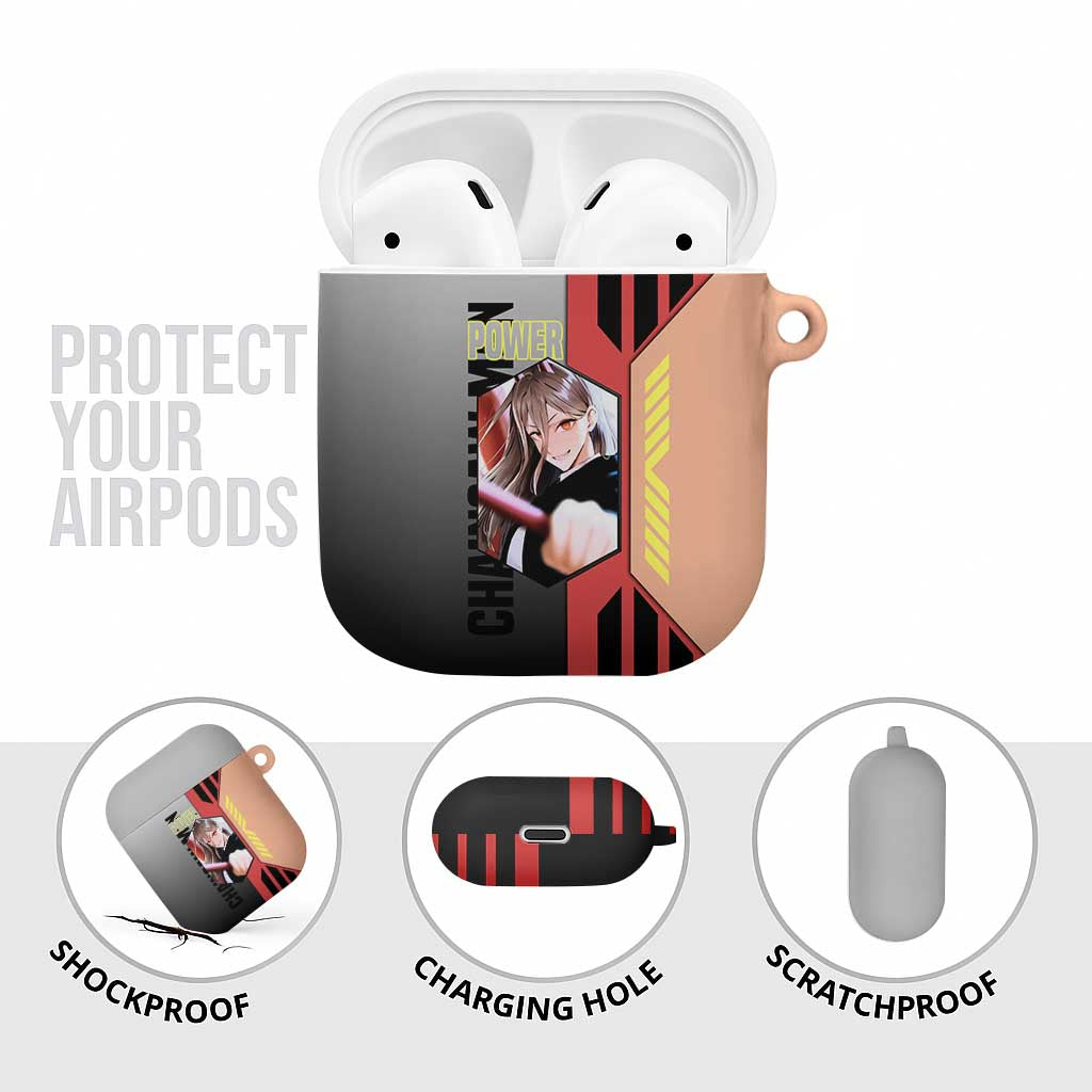 Power from Chainsaw Man AirPods Case with Cat in Hand and Stylish Pose Design - The Mazicc