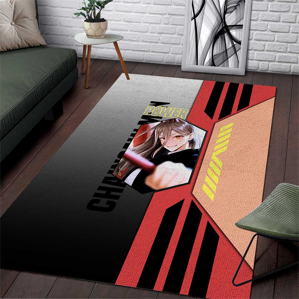 Power from Chainsaw Man Area Rug with Cat in Hand and Stylish Pose Design - The Mazicc