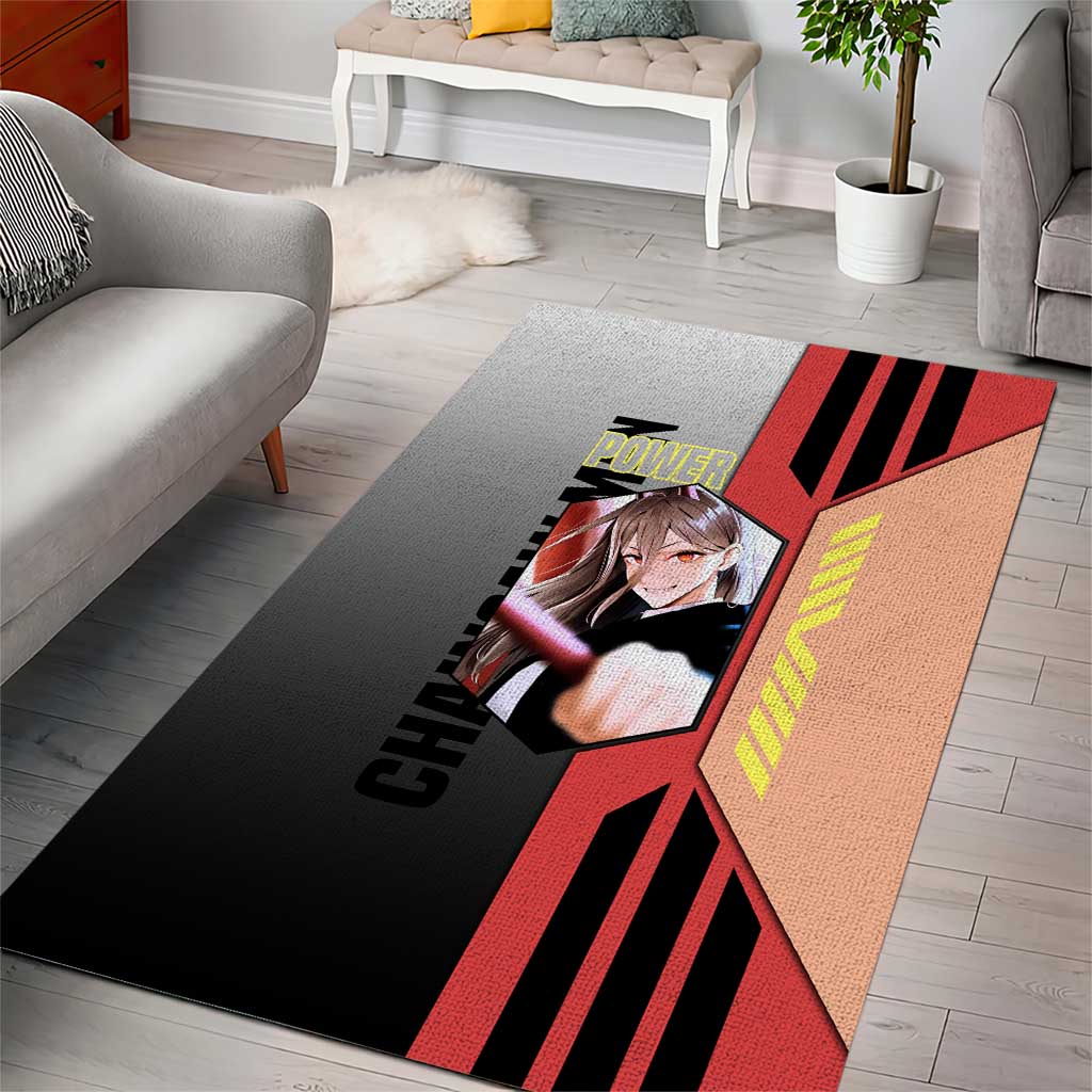 Power from Chainsaw Man Area Rug with Cat in Hand and Stylish Pose Design - The Mazicc