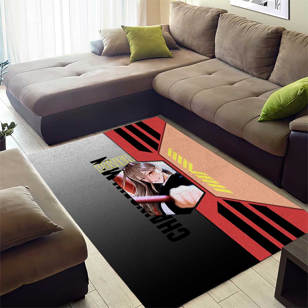Power from Chainsaw Man Area Rug with Cat in Hand and Stylish Pose Design - The Mazicc