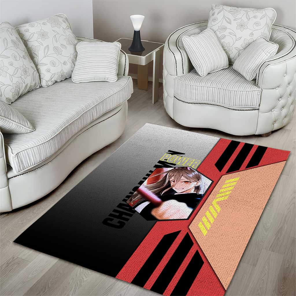 Power from Chainsaw Man Area Rug with Cat in Hand and Stylish Pose Design - The Mazicc