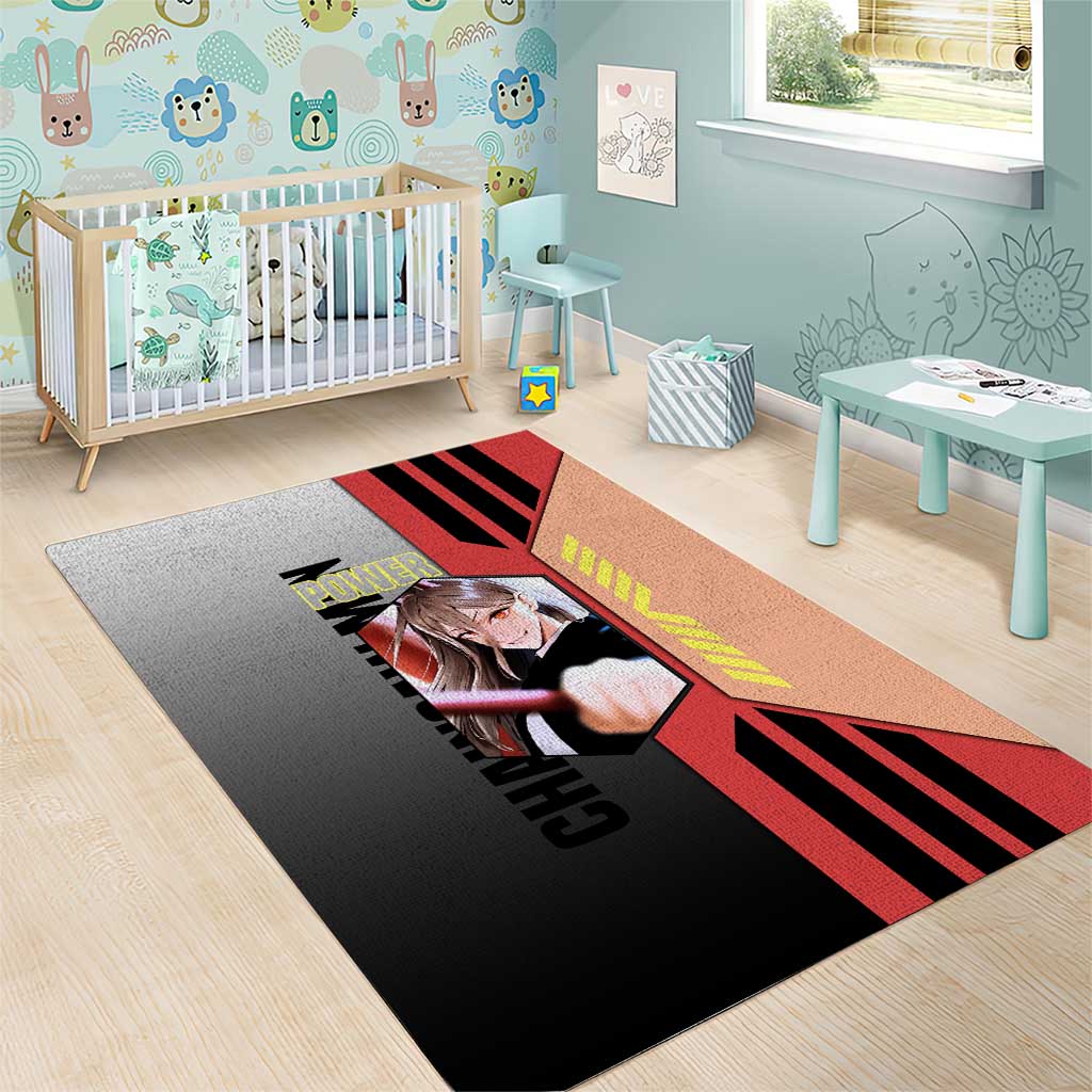Power from Chainsaw Man Area Rug with Cat in Hand and Stylish Pose Design - The Mazicc