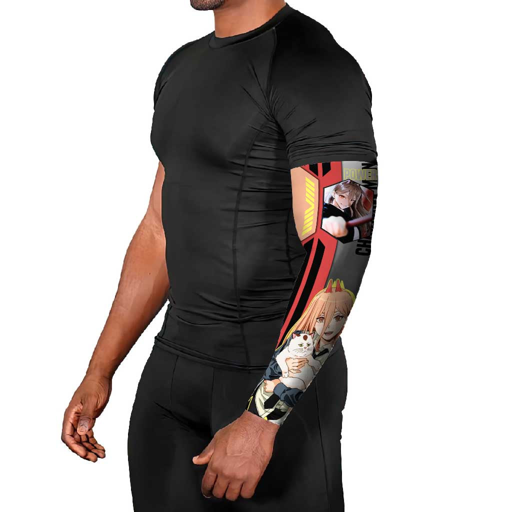 Power from Chainsaw Man Arm Sleeves with Cat in Hand and Stylish Pose Design - The Mazicc