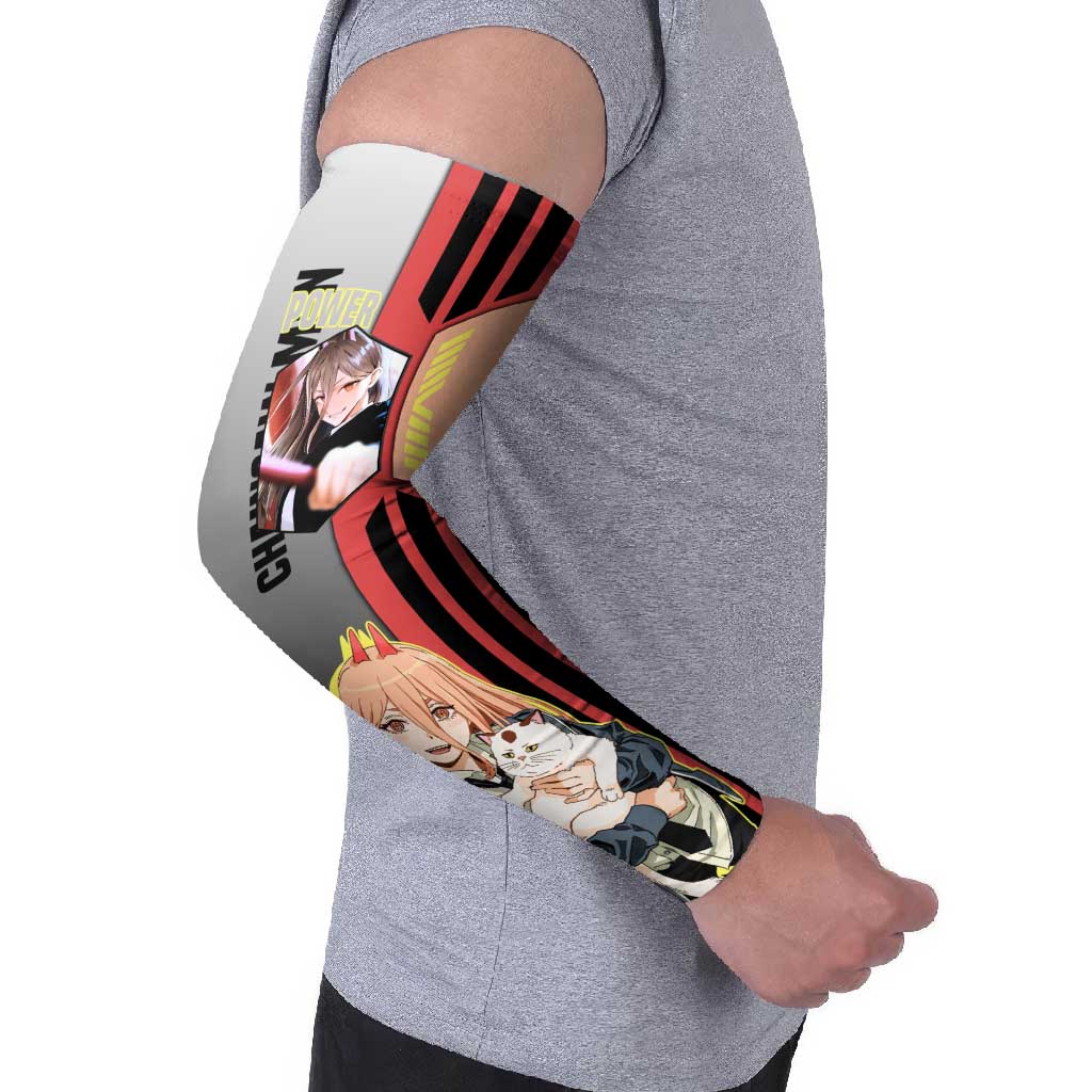 Power from Chainsaw Man Arm Sleeves with Cat in Hand and Stylish Pose Design - The Mazicc
