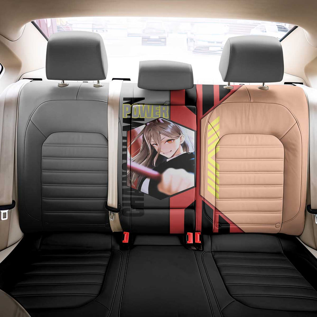 Power from Chainsaw Man Back Car Seat Cover with Cat in Hand and Stylish Pose Design - The Mazicc