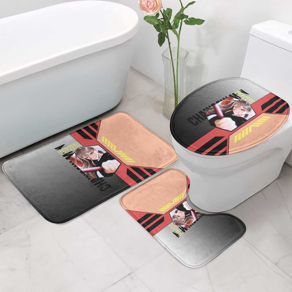 Power from Chainsaw Man Bathroom Set with Cat in Hand and Stylish Pose Design - The Mazicc