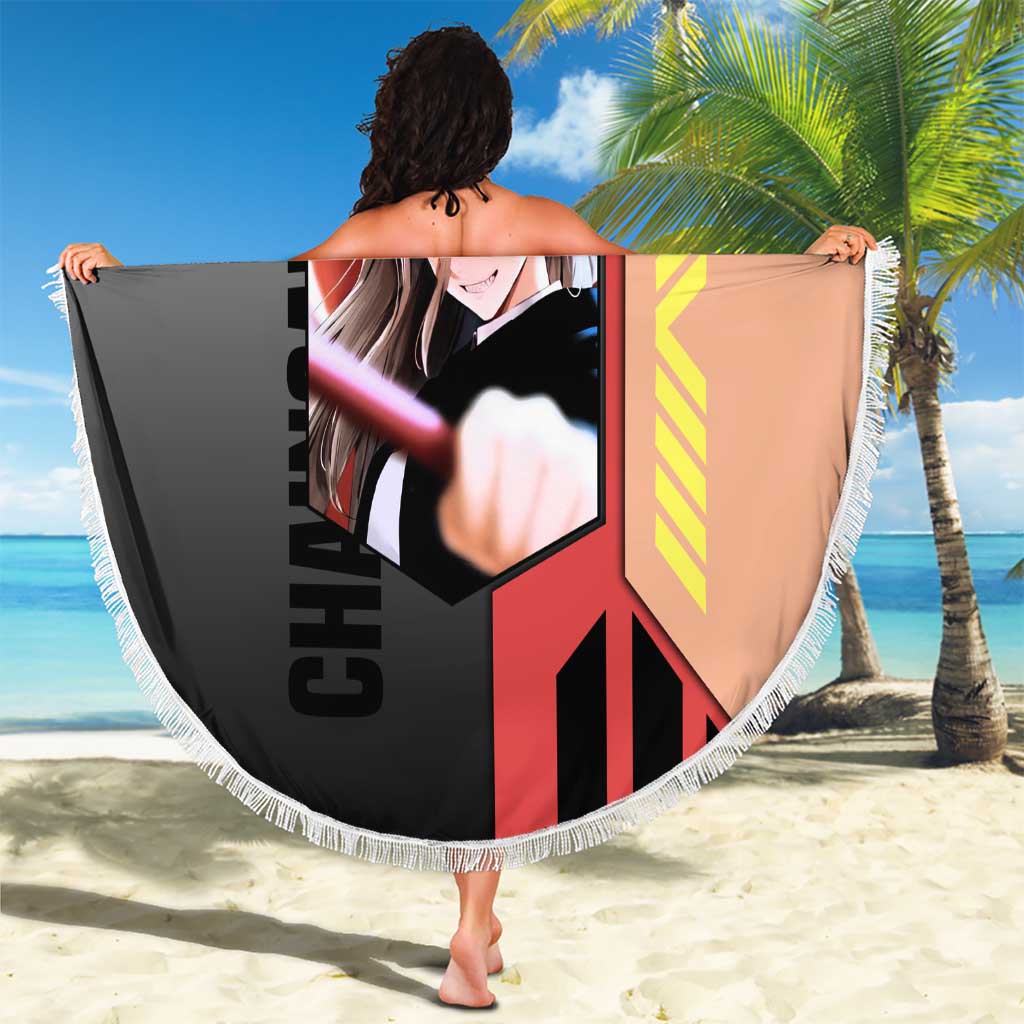 Power from Chainsaw Man Beach Blanket with Cat in Hand and Stylish Pose Design - The Mazicc