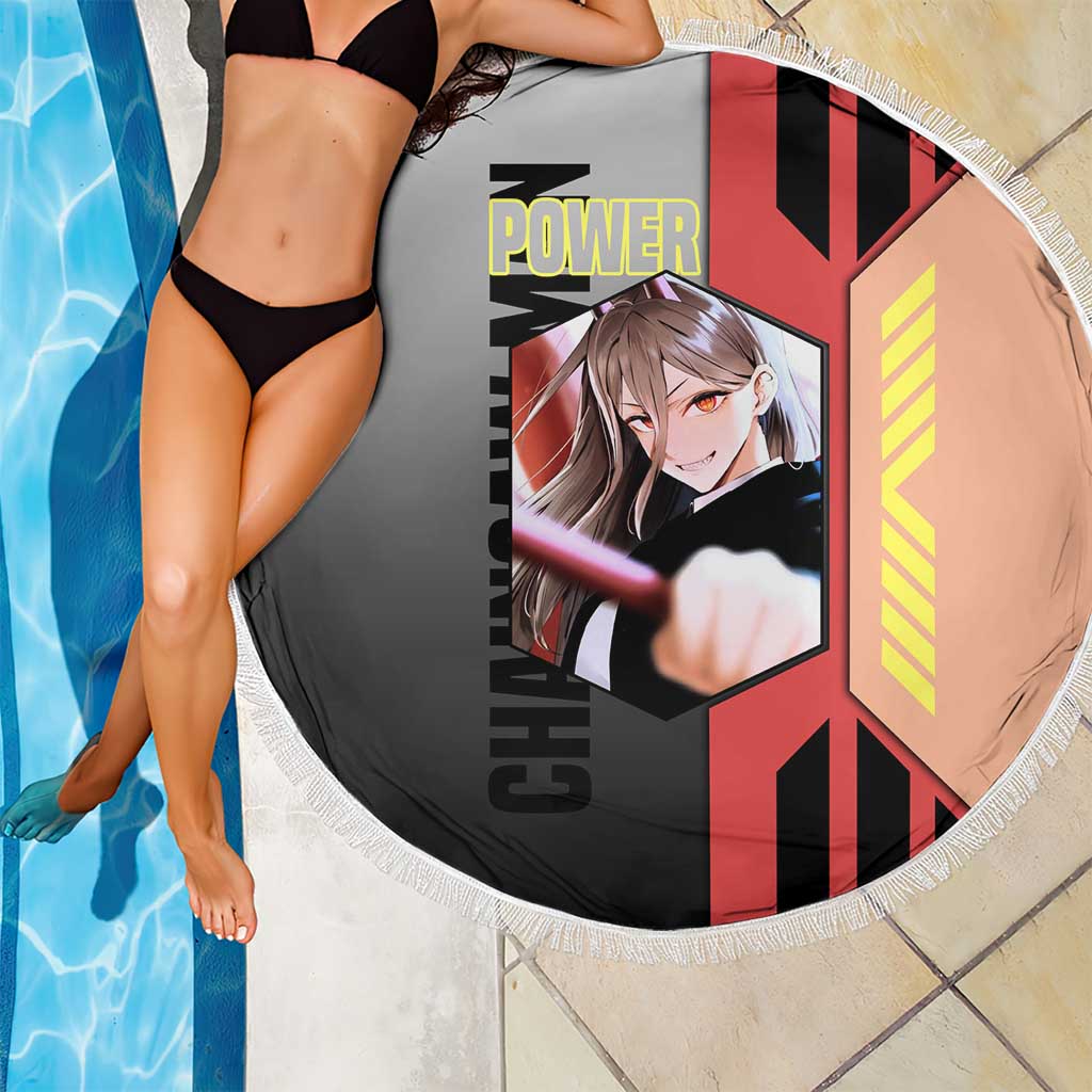 Power from Chainsaw Man Beach Blanket with Cat in Hand and Stylish Pose Design - The Mazicc
