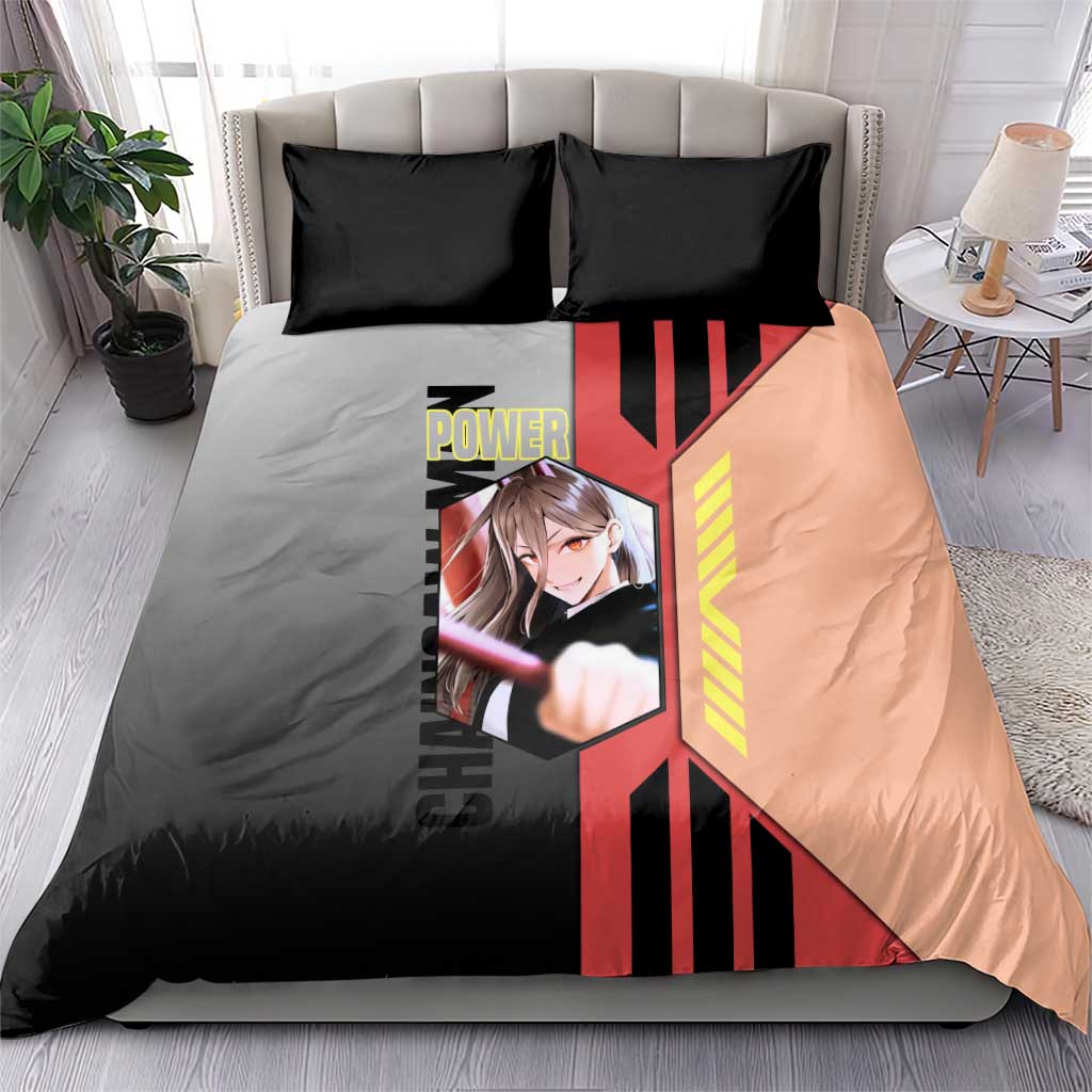 Power from Chainsaw Man Bedding Set with Cat in Hand and Stylish Pose Design - The Mazicc