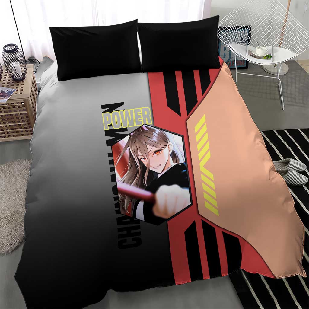 Power from Chainsaw Man Bedding Set with Cat in Hand and Stylish Pose Design - The Mazicc