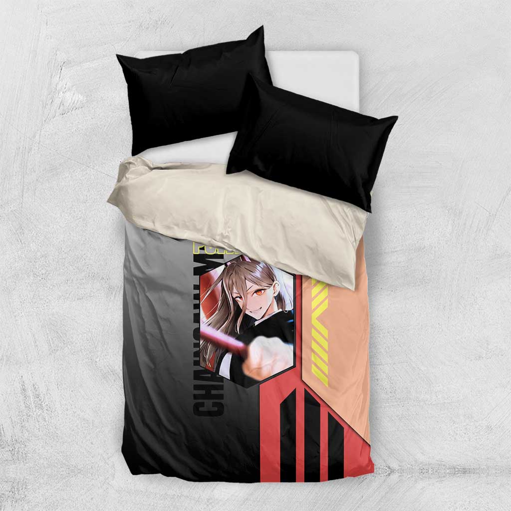 Power from Chainsaw Man Bedding Set with Cat in Hand and Stylish Pose Design - The Mazicc