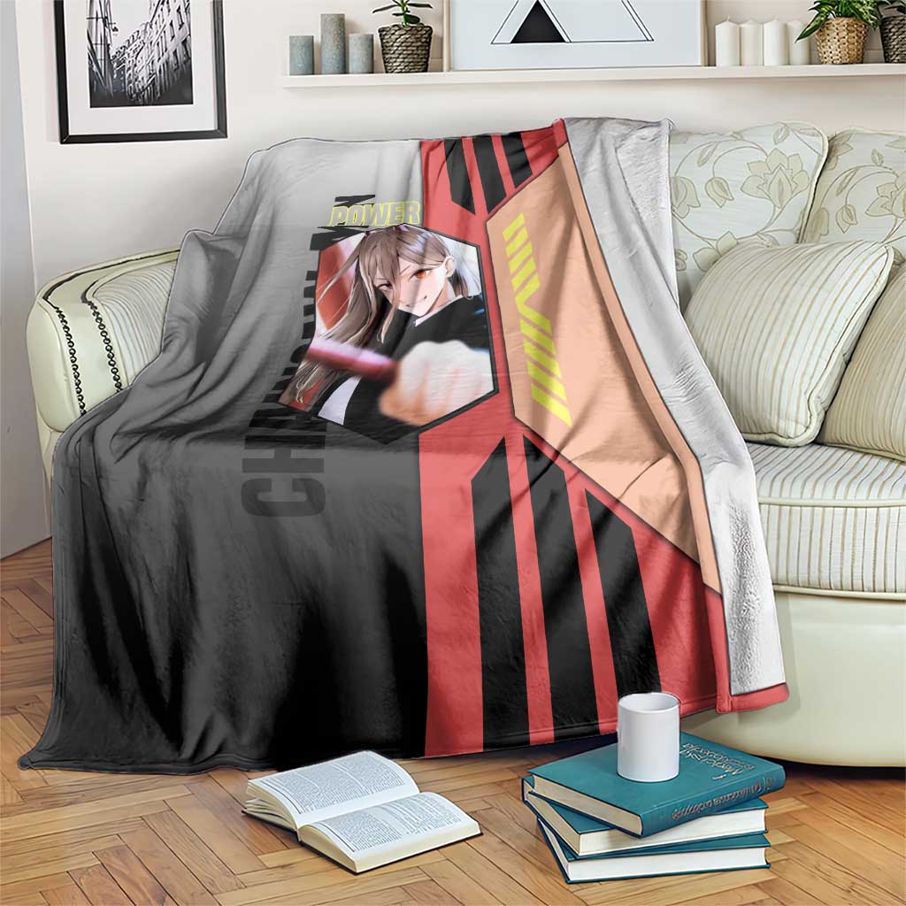 Power from Chainsaw Man Blanket with Cat in Hand and Stylish Pose Design - The Mazicc