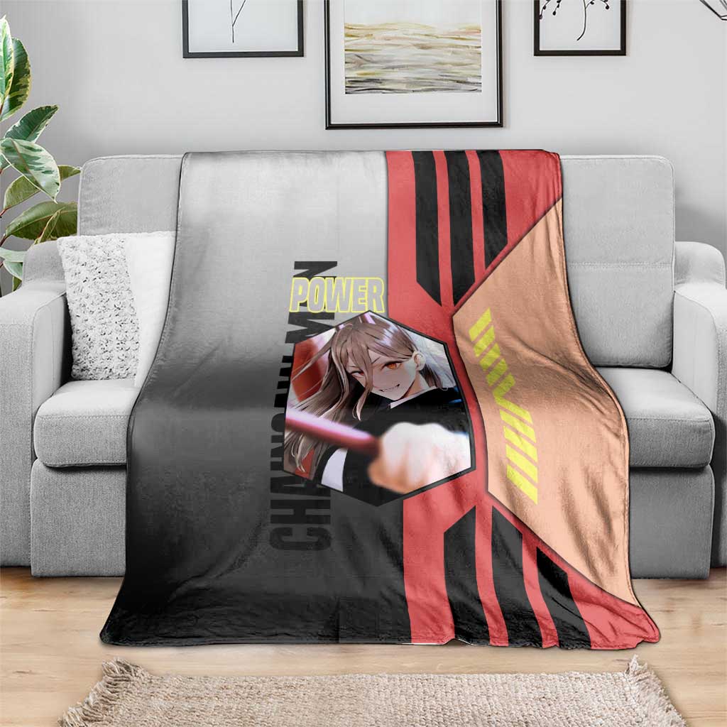 Power from Chainsaw Man Blanket with Cat in Hand and Stylish Pose Design - The Mazicc