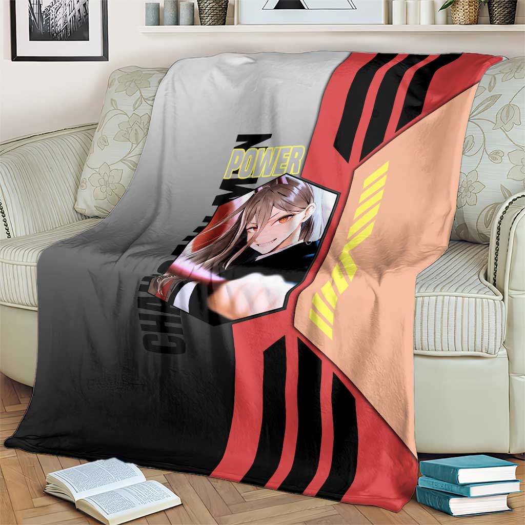 Power from Chainsaw Man Blanket with Cat in Hand and Stylish Pose Design - The Mazicc