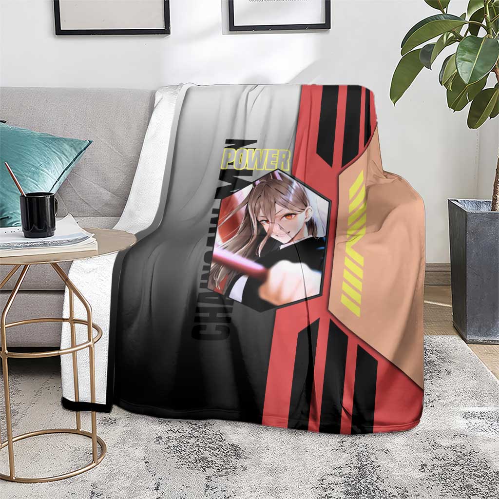 Power from Chainsaw Man Blanket with Cat in Hand and Stylish Pose Design - The Mazicc