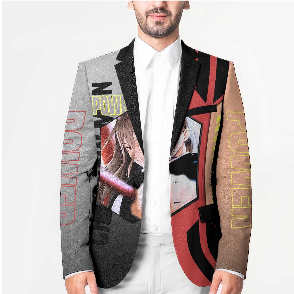 Power from Chainsaw Man Blazer with Cat in Hand and Stylish Pose Design - The Mazicc