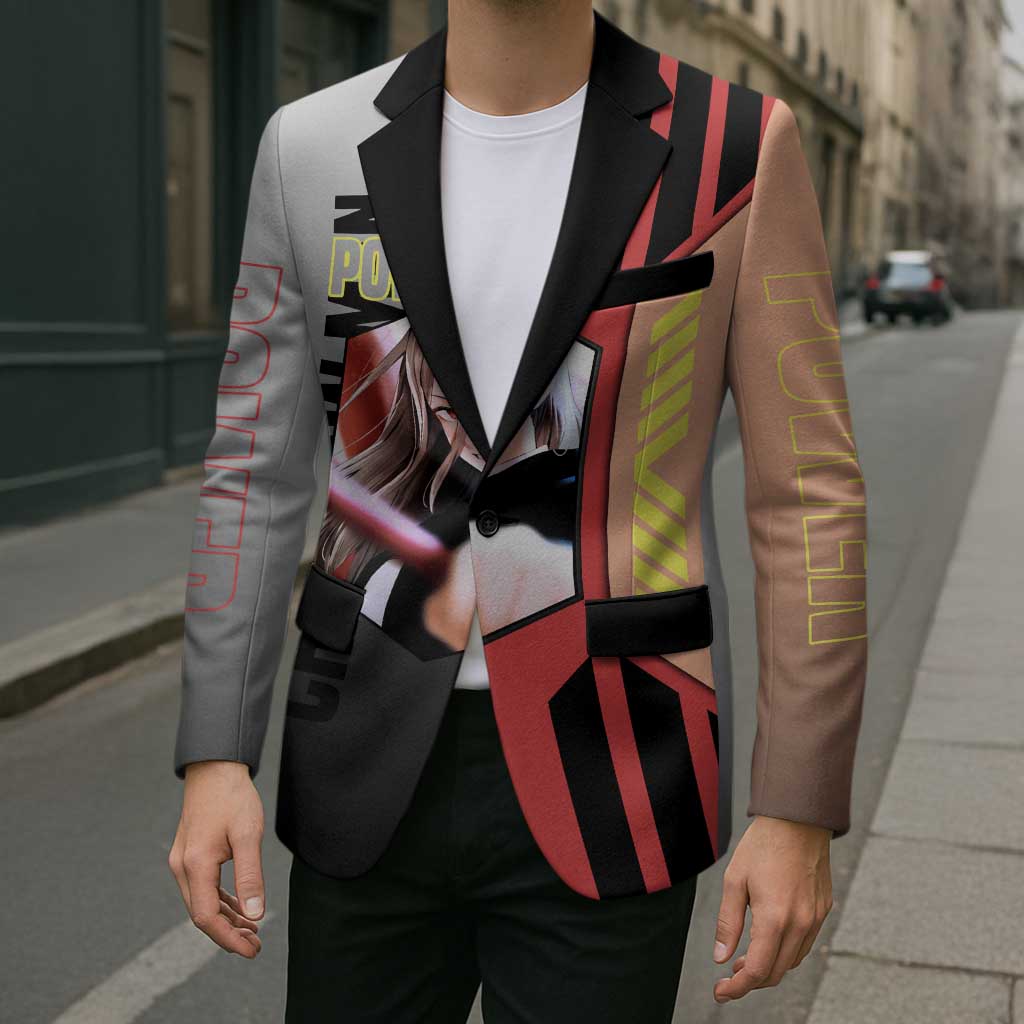 Power from Chainsaw Man Blazer with Cat in Hand and Stylish Pose Design - The Mazicc