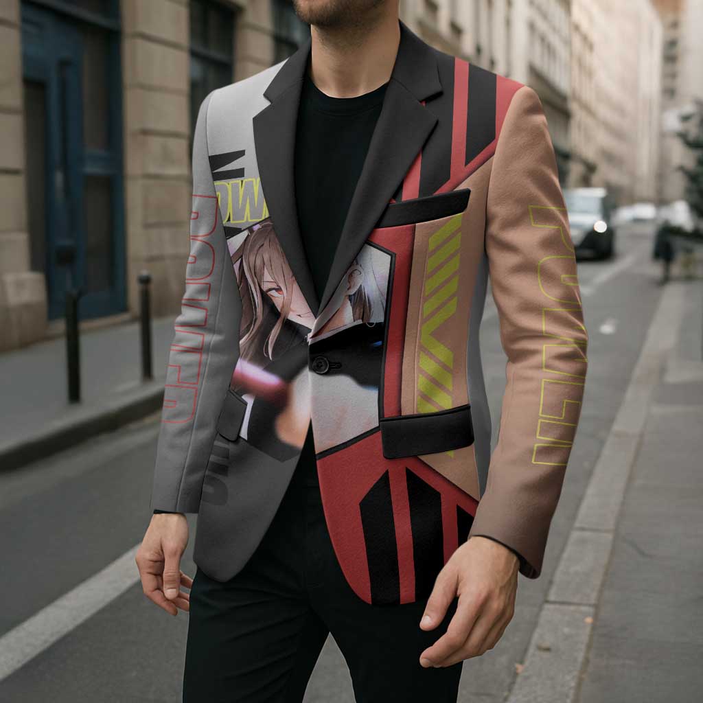 Power from Chainsaw Man Blazer with Cat in Hand and Stylish Pose Design - The Mazicc