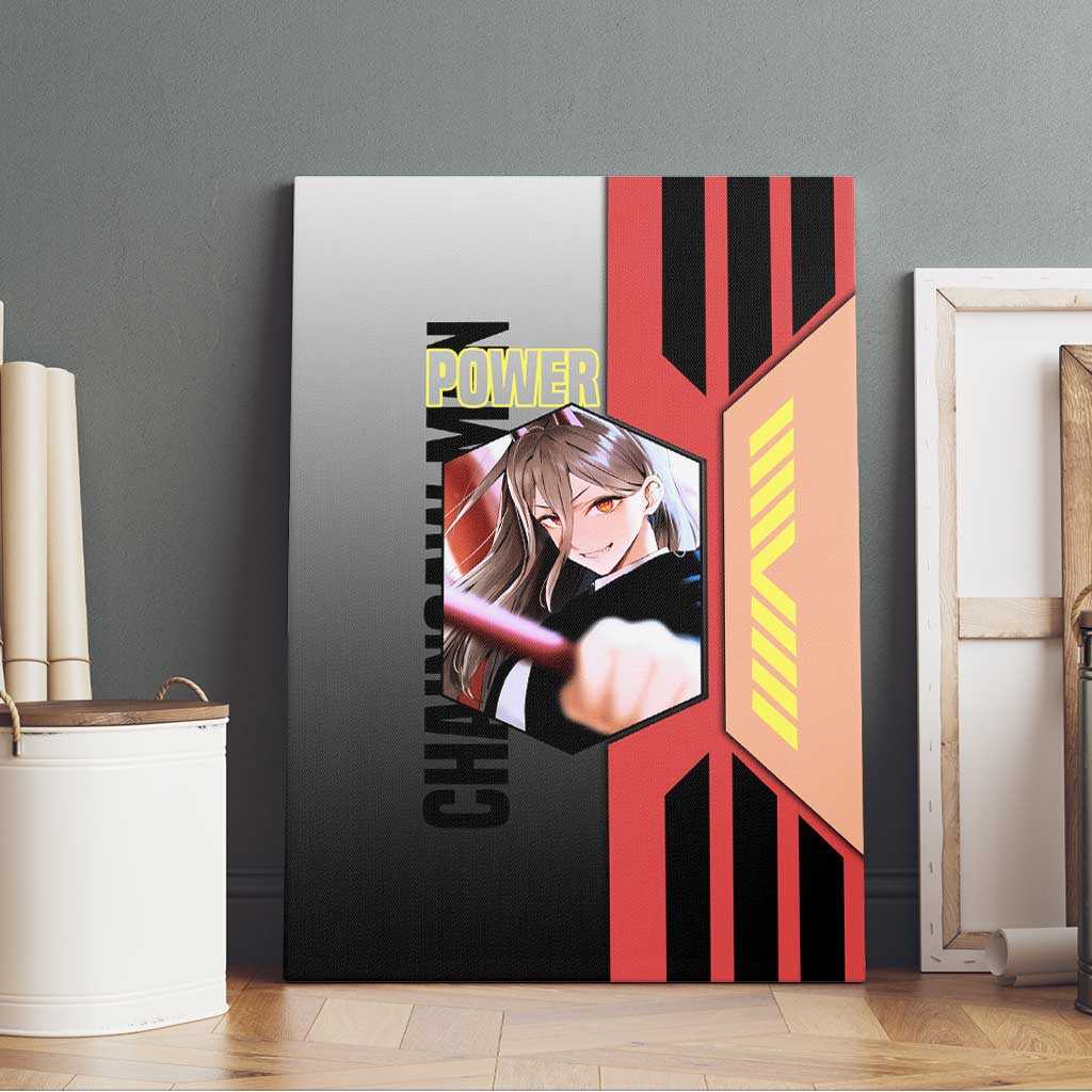 Power from Chainsaw Man Canvas Wall Art with Cat in Hand and Stylish Pose Design - The Mazicc