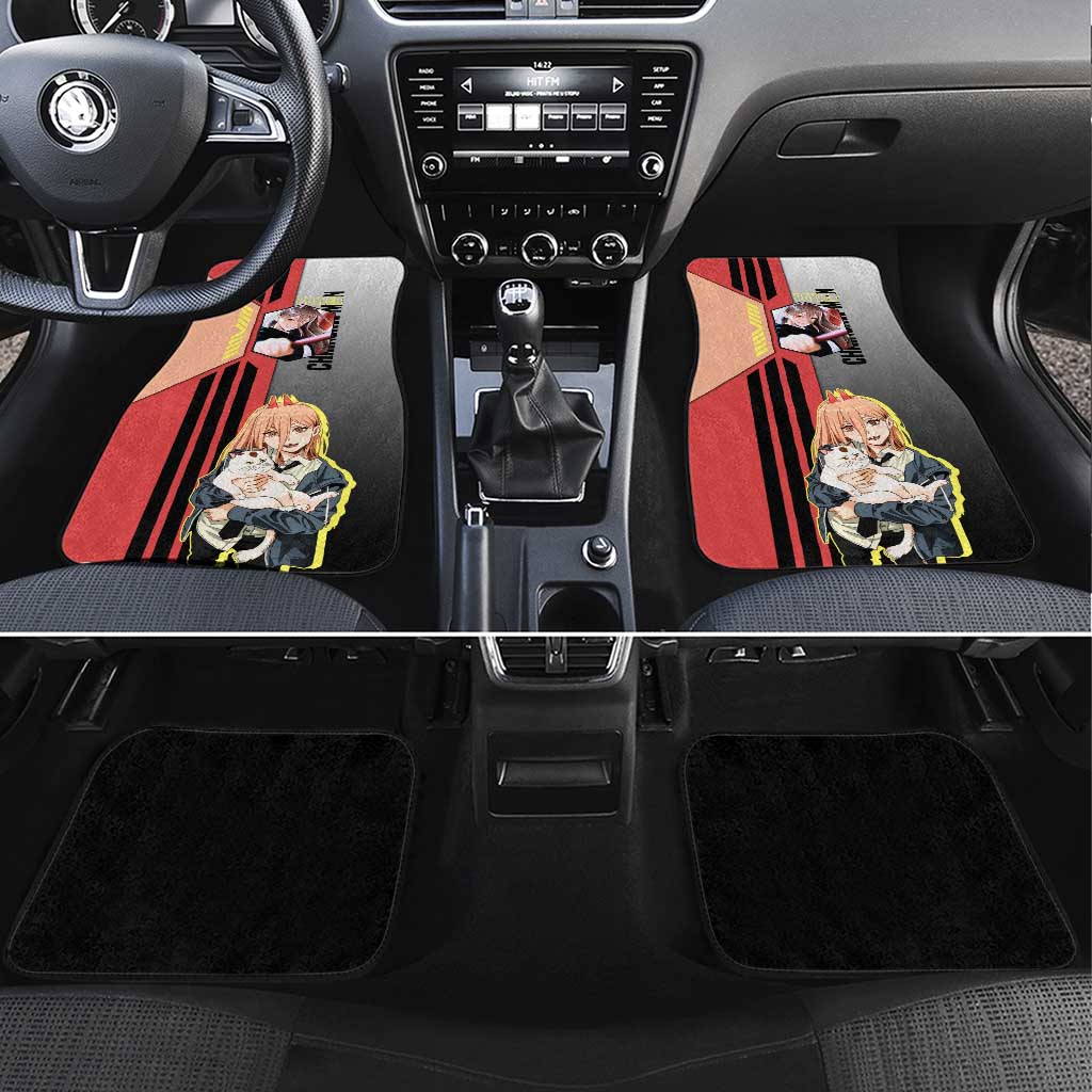 Power from Chainsaw Man Car Mats with Cat in Hand and Stylish Pose Design - The Mazicc