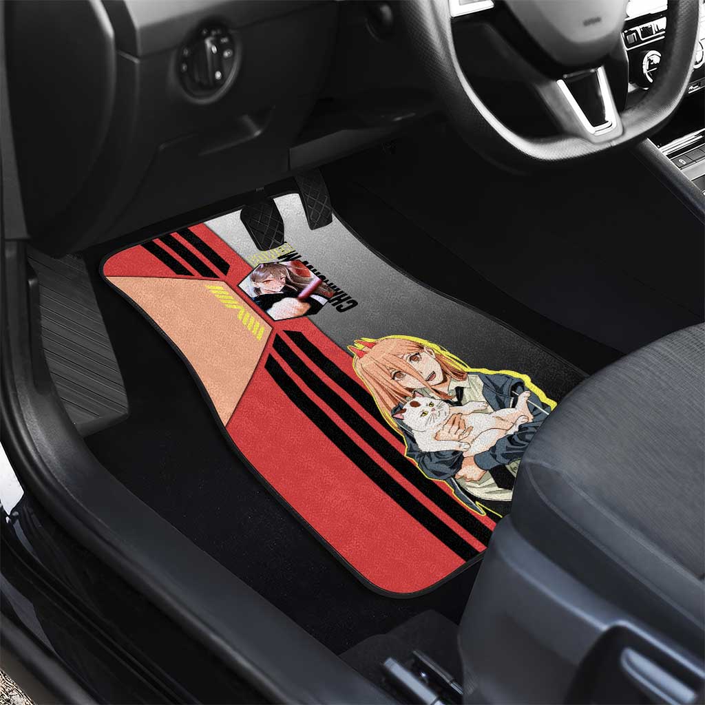 Power from Chainsaw Man Car Mats with Cat in Hand and Stylish Pose Design - The Mazicc