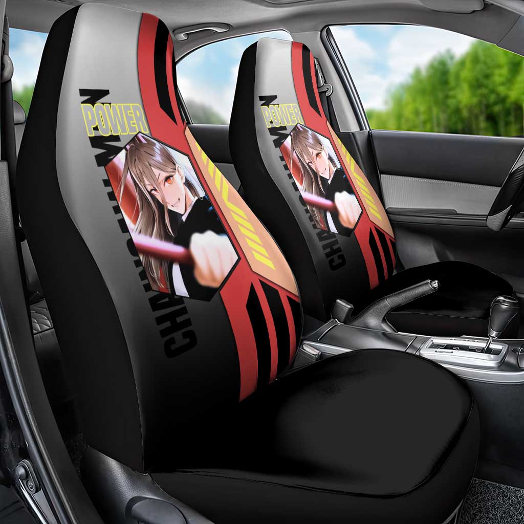 Power from Chainsaw Man Car Seat Cover with Cat in Hand and Stylish Pose Design - The Mazicc