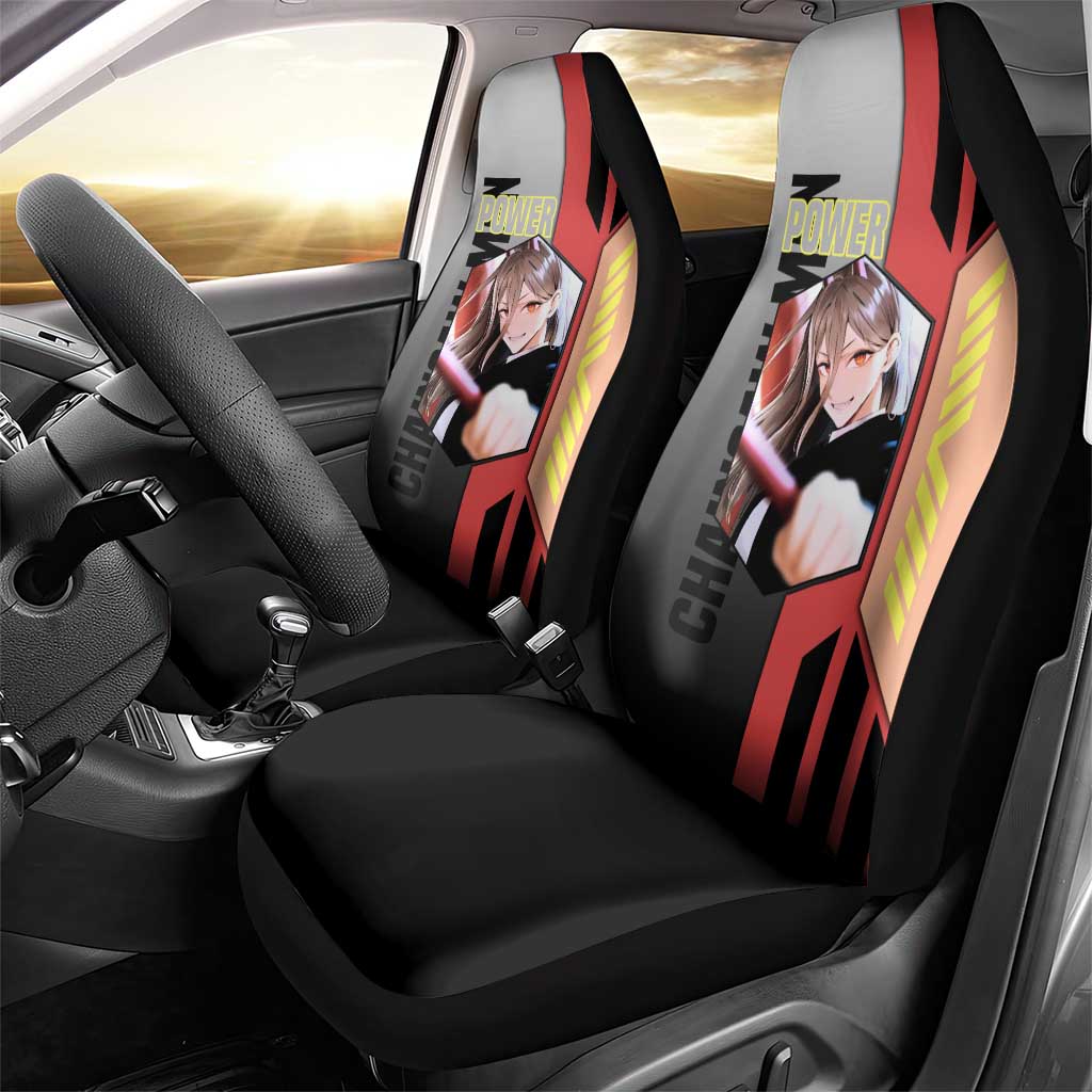 Power from Chainsaw Man Car Seat Cover with Cat in Hand and Stylish Pose Design - The Mazicc