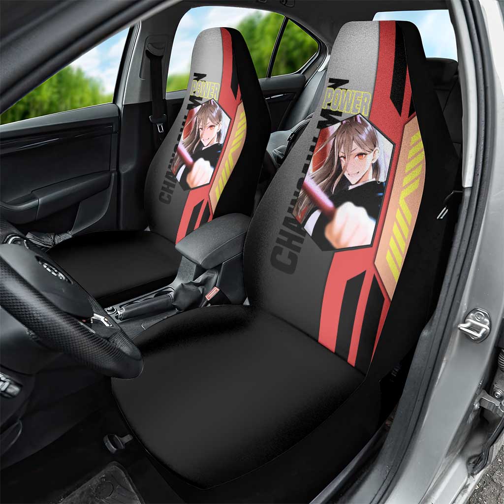 Power from Chainsaw Man Car Seat Cover with Cat in Hand and Stylish Pose Design - The Mazicc