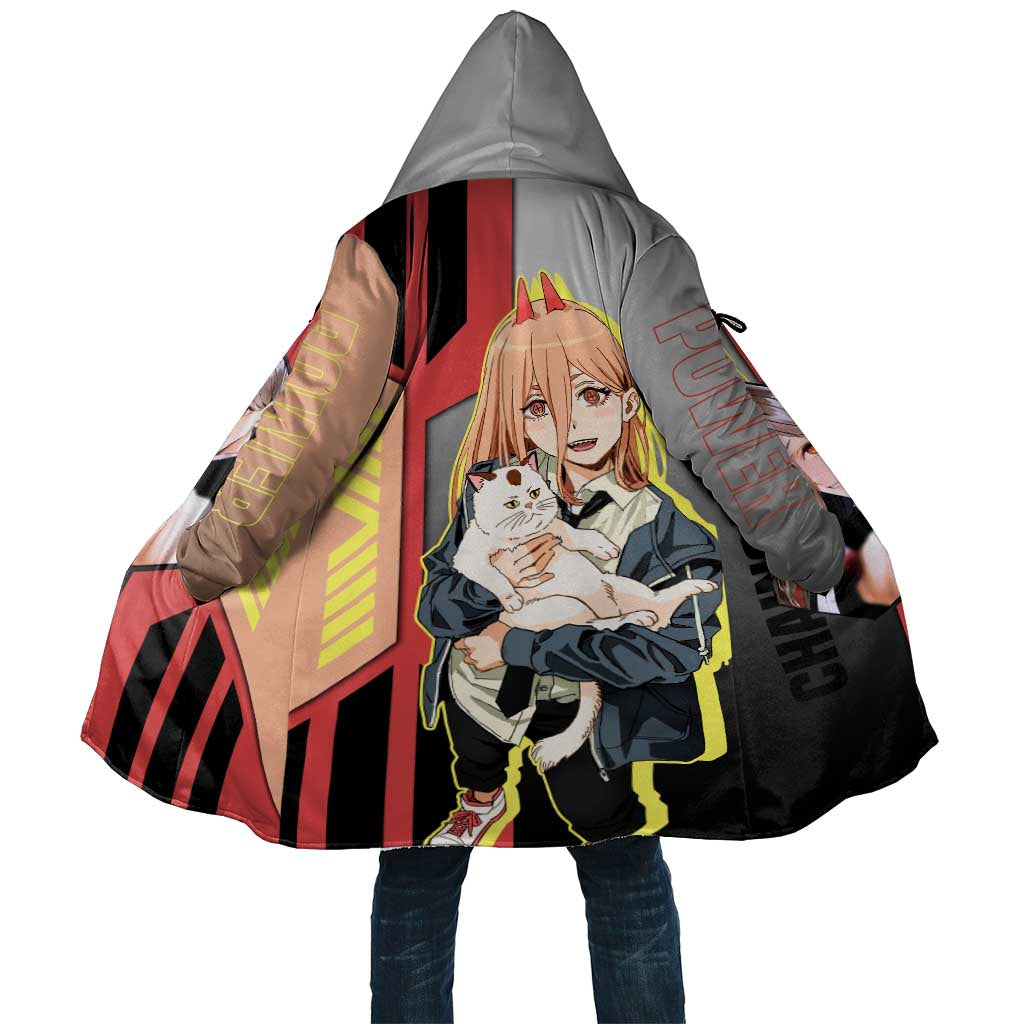 Power from Chainsaw Man Cloak with Cat in Hand and Stylish Pose Design - The Mazicc