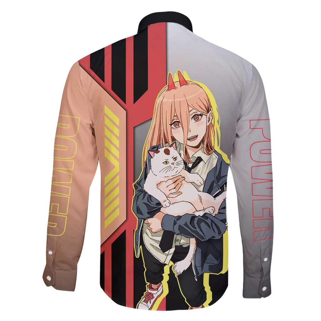 Power from Chainsaw Man Family Matching Mermaid Dress and Hawaiian Shirt with Cat in Hand and Stylish Pose Design - The Mazicc