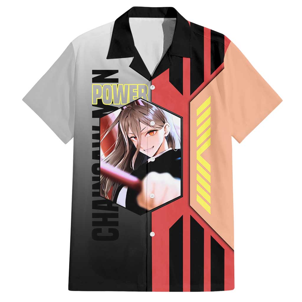Power from Chainsaw Man Family Matching Short Sleeve Bodycon Dress and Hawaiian Shirt with Cat in Hand and Stylish Pose Design - The Mazicc