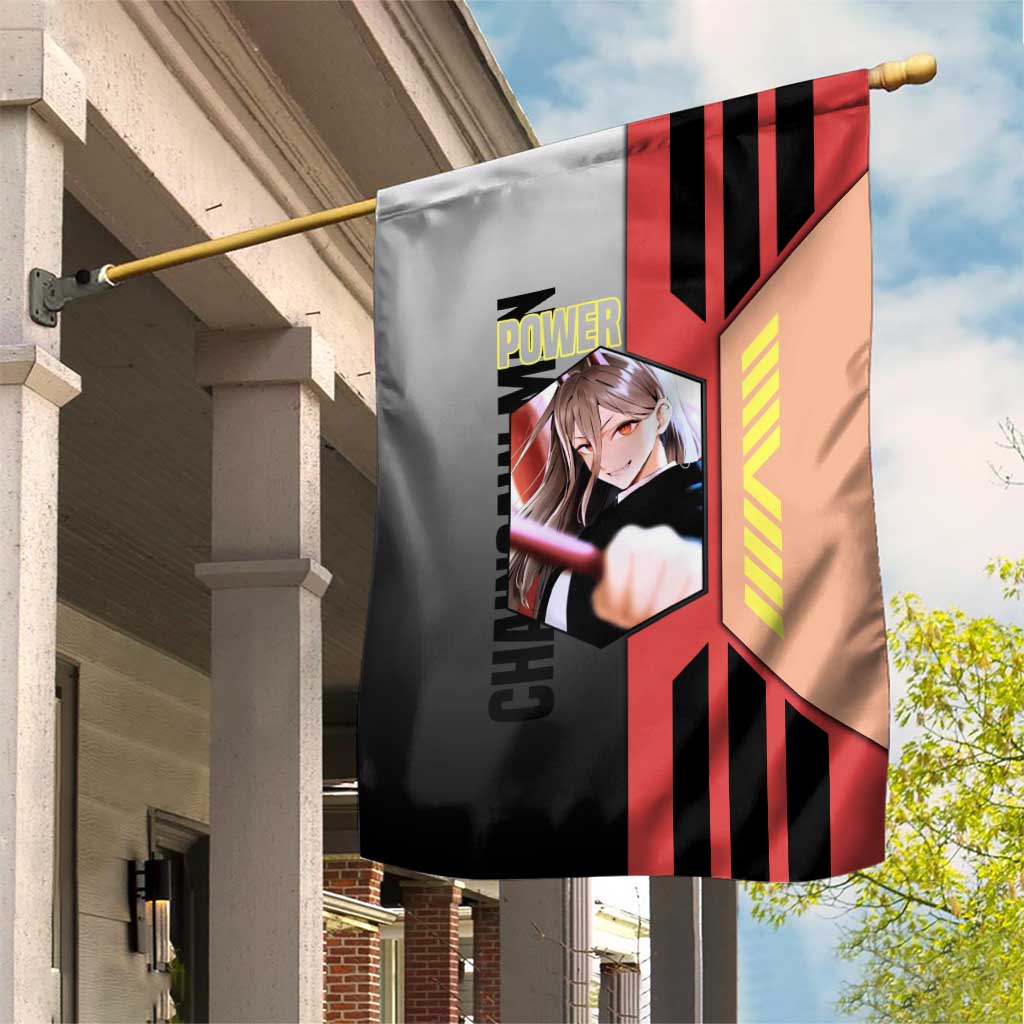 Power from Chainsaw Man Garden Flag with Cat in Hand and Stylish Pose Design - The Mazicc