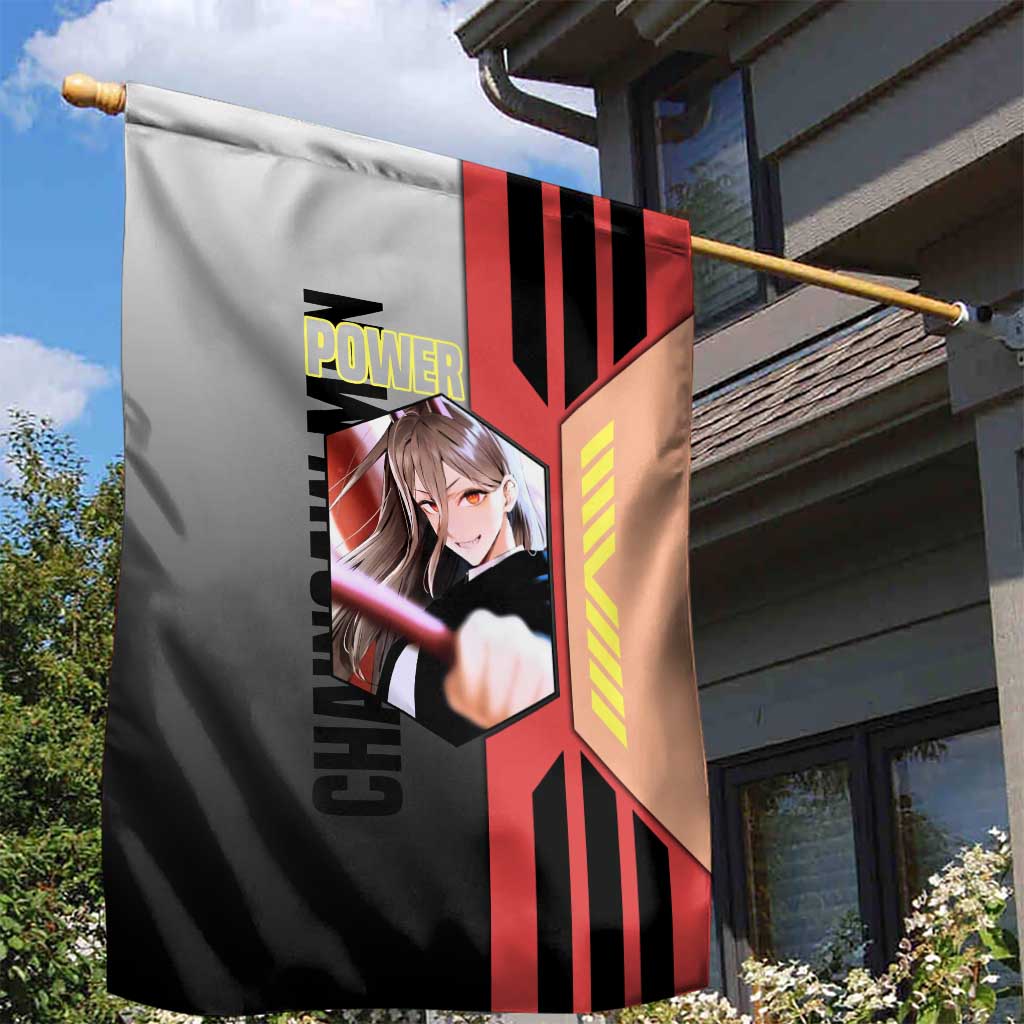 Power from Chainsaw Man Garden Flag with Cat in Hand and Stylish Pose Design - The Mazicc
