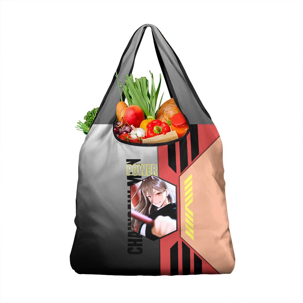 Power from Chainsaw Man Grocery Bag with Cat in Hand and Stylish Pose Design - The Mazicc