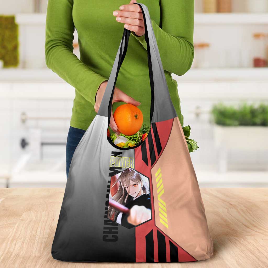 Power from Chainsaw Man Grocery Bag with Cat in Hand and Stylish Pose Design - The Mazicc