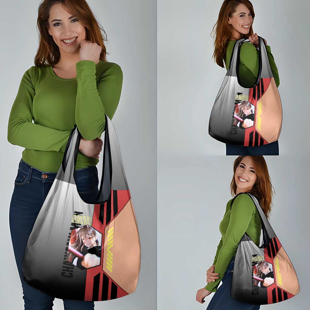 Power from Chainsaw Man Grocery Bag with Cat in Hand and Stylish Pose Design - The Mazicc