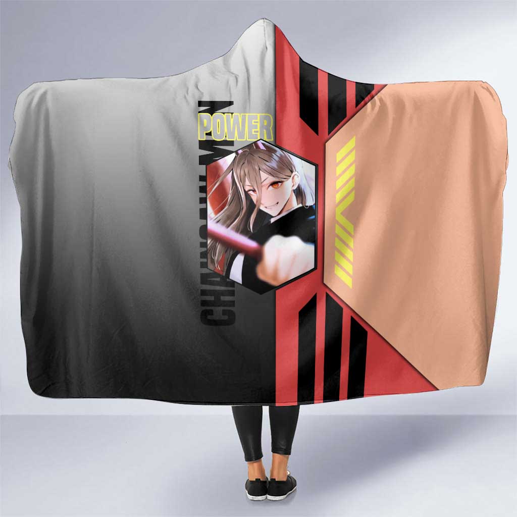 Power from Chainsaw Man Hooded Blanket with Cat in Hand and Stylish Pose Design - The Mazicc