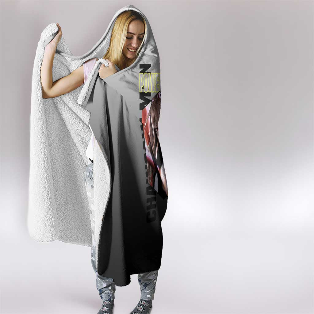 Power from Chainsaw Man Hooded Blanket with Cat in Hand and Stylish Pose Design - The Mazicc
