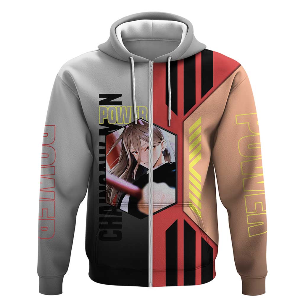 Power from Chainsaw Man Hoodie with Cat in Hand and Stylish Pose Design - The Mazicc
