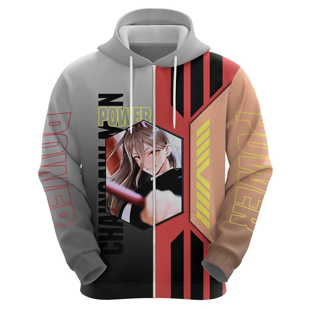 Power from Chainsaw Man Hoodie with Cat in Hand and Stylish Pose Design - The Mazicc