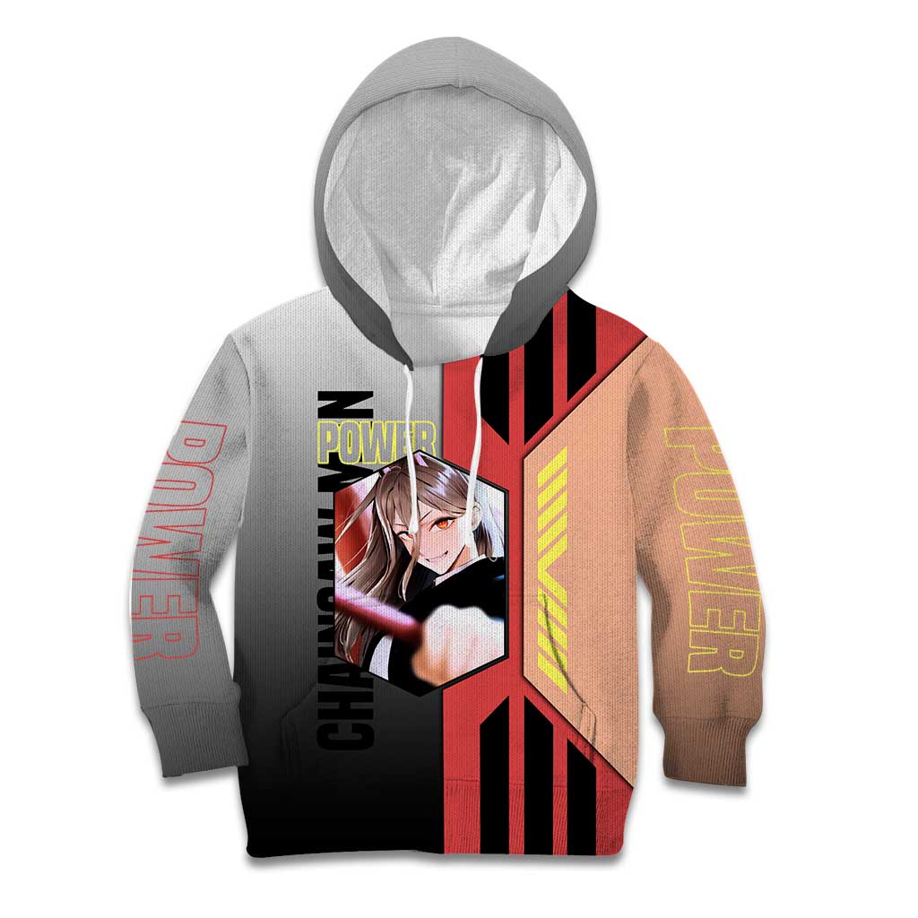 Power from Chainsaw Man Kid Hoodie with Cat in Hand and Stylish Pose Design - The Mazicc