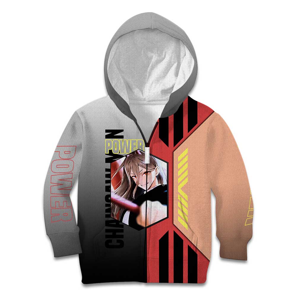 Power from Chainsaw Man Kid Hoodie with Cat in Hand and Stylish Pose Design - The Mazicc