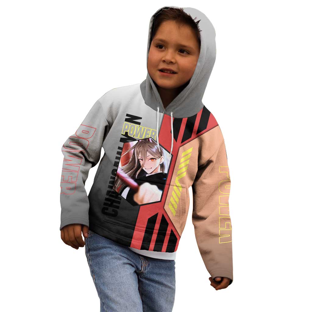 Power from Chainsaw Man Kid Hoodie with Cat in Hand and Stylish Pose Design - The Mazicc