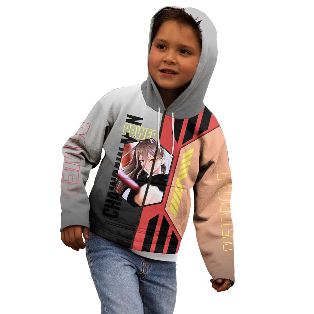 Power from Chainsaw Man Kid Hoodie with Cat in Hand and Stylish Pose Design - The Mazicc