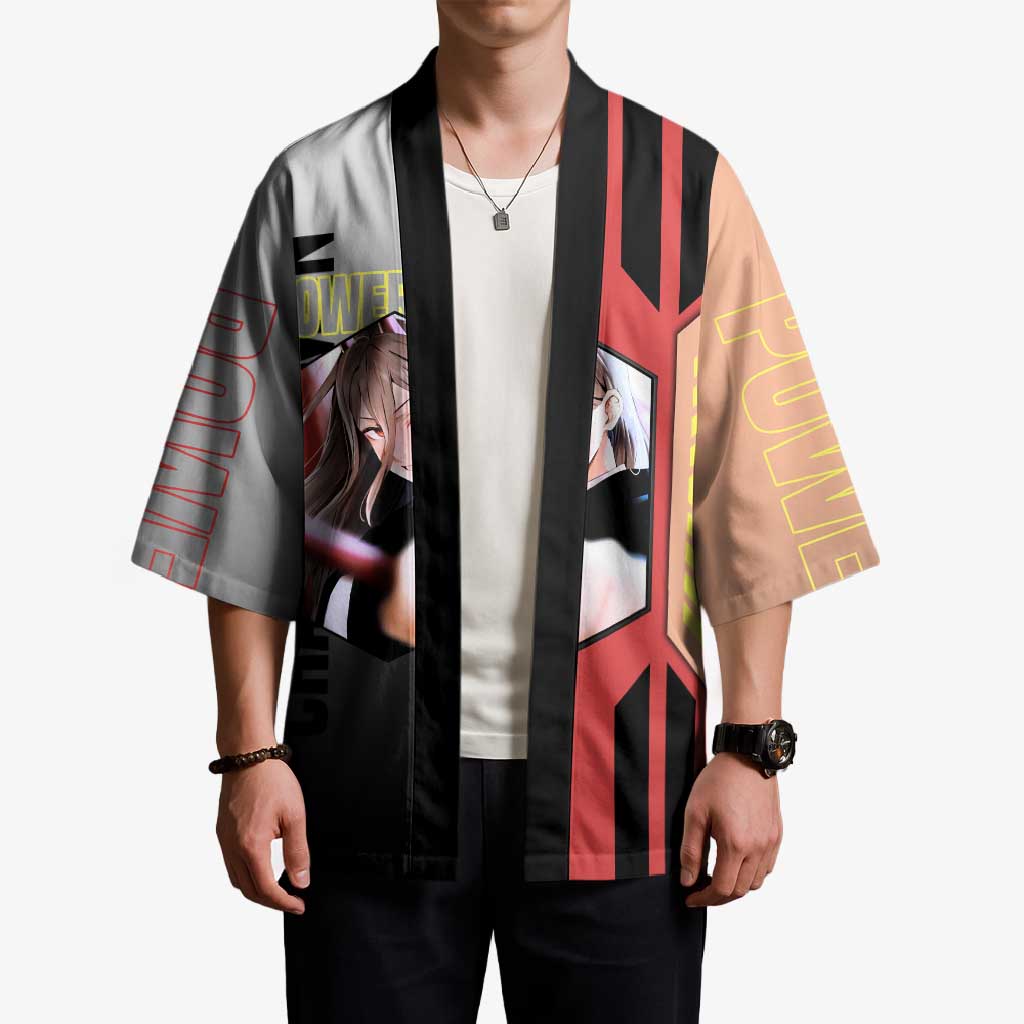 Power from Chainsaw Man Kimono with Cat in Hand and Stylish Pose Design - The Mazicc