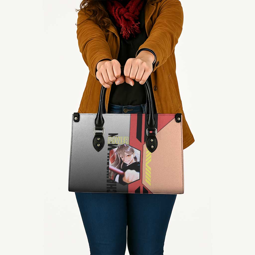 Power from Chainsaw Man Leather Bag with Cat in Hand and Stylish Pose Design - The Mazicc