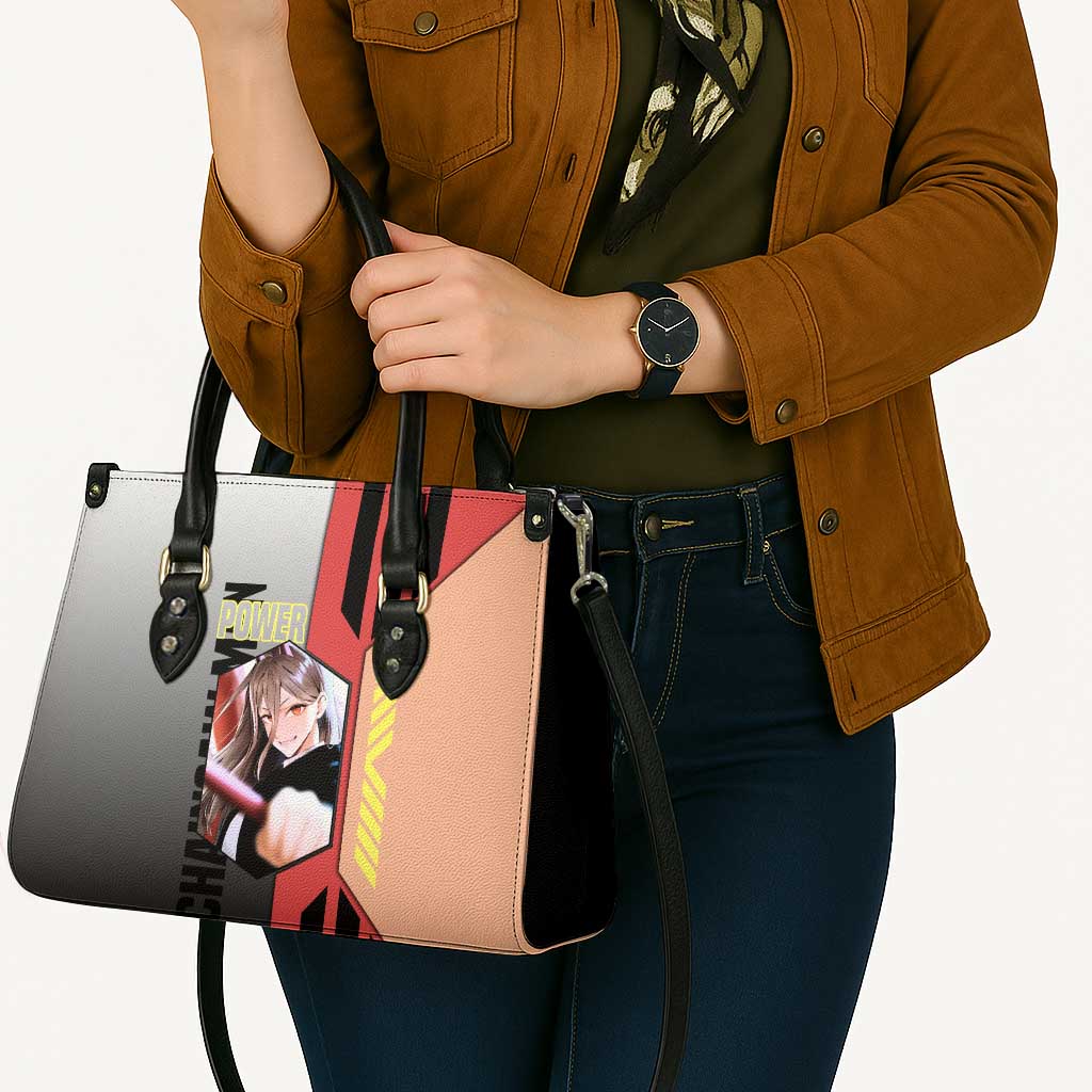 Power from Chainsaw Man Leather Bag with Cat in Hand and Stylish Pose Design - The Mazicc